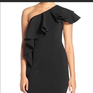 NWT SOLDOUT JAY GODFREY ONE SHOULDER RUFFLE DRESS size 6